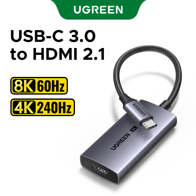 UGREEN อะแดปเตอร์ USB-C to HDMI ,8K@60Hz 48Gbps, ไนลอนแบบถัก 0.5 ม., อะแดปเตอร์ Type-C to HDMI สําหรับ iPhone 17 Pro Max/S25 Ultra/MacBook 2025/iPad Pro 3/4/5