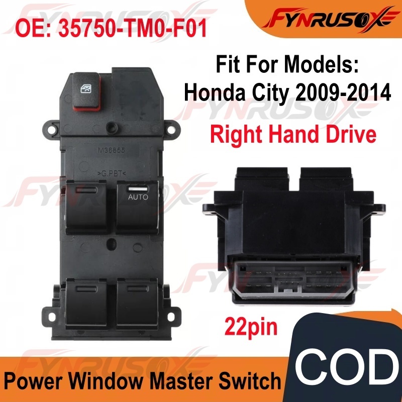 สวิตช์กระจก Power Master 35750-TM0-F01 เหมาะสําหรับ 2007-2011 Honda City / Fit RHD