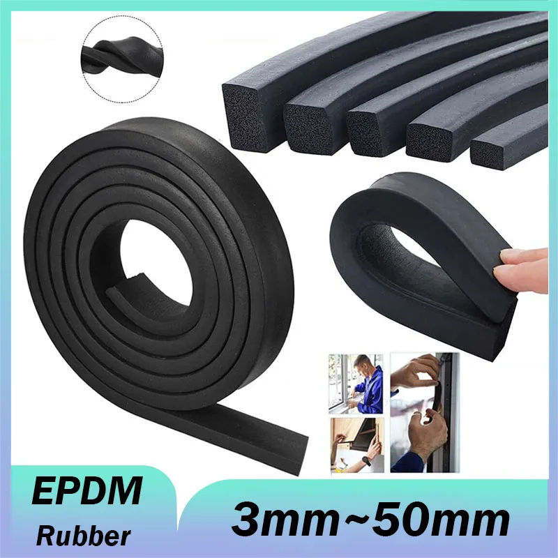1/3/5M EPDM แถบปิดผนึกฟองยางแบนแถบสี่เหลี่ยมตู้กระจายกล่อง EPDM ฟองน้ําแถบปิดผนึก
