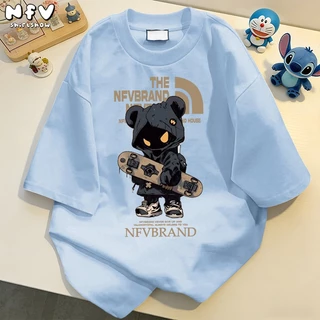 NFV ส่งจากไทย🚚พิมพ์ลายแฟชั่น เสื้อยืดแขนสั้นคอกลม ทรงหลวม ผ้าฝ้ายแท้ สาวอ้วน YG61