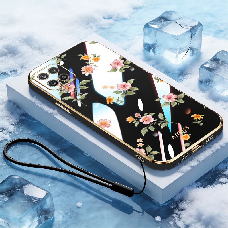 VRQR สําหรับ Samsung Galaxy A12 M12 F12 A22 M22 F22 M32 4G 5G A12 Nacho A12S โรแมนติกดอกไม้ฟรีเชือกแ
