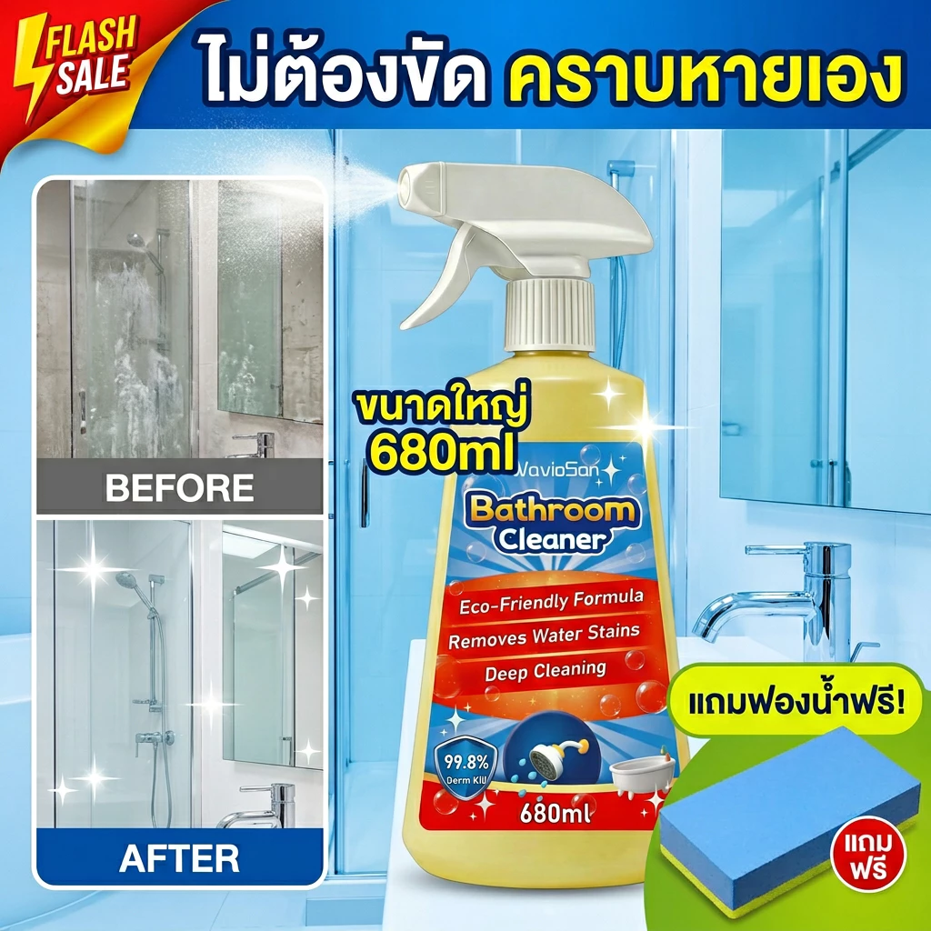✨อัตราการขจัดคราบ 99.8%✨ น้ำยาขจัดคราบน้ำ 680ML กระจกและหินปูนในห้องน้ำ ขัดคราบน้ำกระจก สารสกัดจากธรรมชาติข จัดบนกระจก ขัดห้องน้ำ