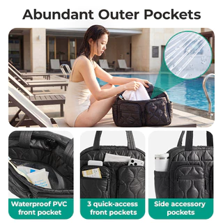 BAGSMART กระเป๋านุ่มนิ่ม Tote Bag กระเป๋าสะพายผู้หญิง กันน้ำ ใส่โน๊ตบุ๊ค 14 นิ้ว ความจุใหญ่ ไปเรียน ทำงาน