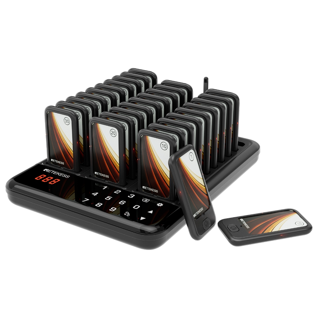 Retekess TD173P ระบบโทรเพจเจอร์ไร้สาย 800m พร้อม 30 Buzzers สําหรับร้านอาหารศาลอาหาร