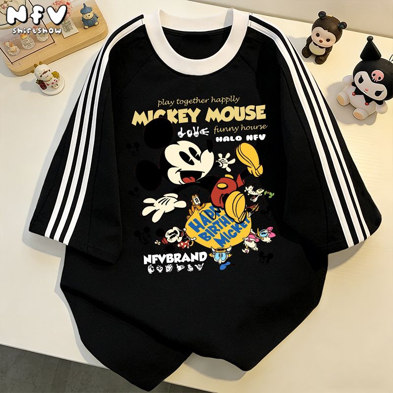 [ส่งด่วนกทม] NFV มาใหม่✨เสื้อยืดคอกลมแขนสั้น💛ลายมิกกี้เมาส์ โอเวอร์ไซซ์ ผ้าคอตตอน ระบายอากาศ YG64