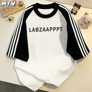 [จัดส่งตลอด 24 ชั่วโมง] NFV เสื้อยืดคอกลมแขนสั้น🌟ลายตัวอักษร สไตล์เกาหลี ผ้าฝ้ายแท้ ทรงหลวม ใส่สบาย YG174