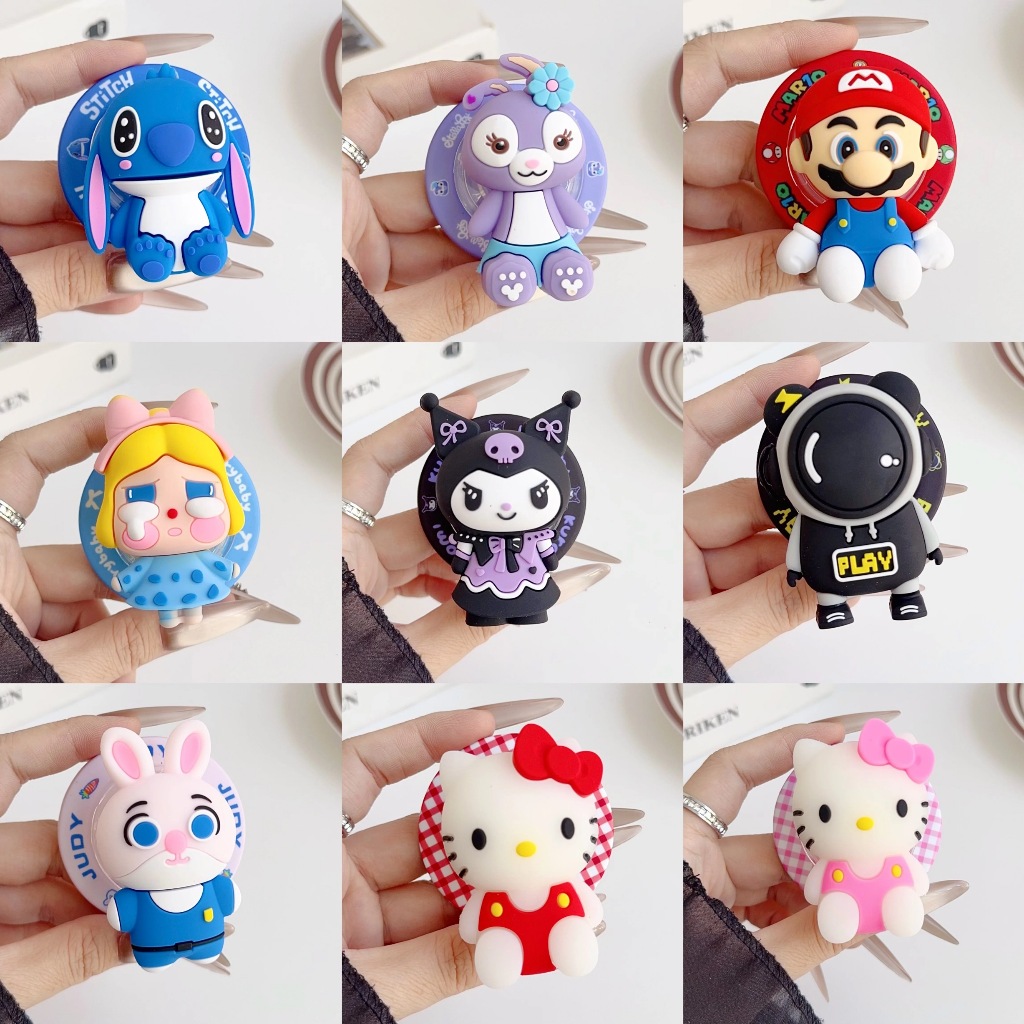 น่ารัก การ์ตูนซิลิโคนจับแม่เหล็ก ขาตั้งโทรศัพท์พกพาพับได้ รองรับ MagSafe และโทรศัพท์ทั้งหมด