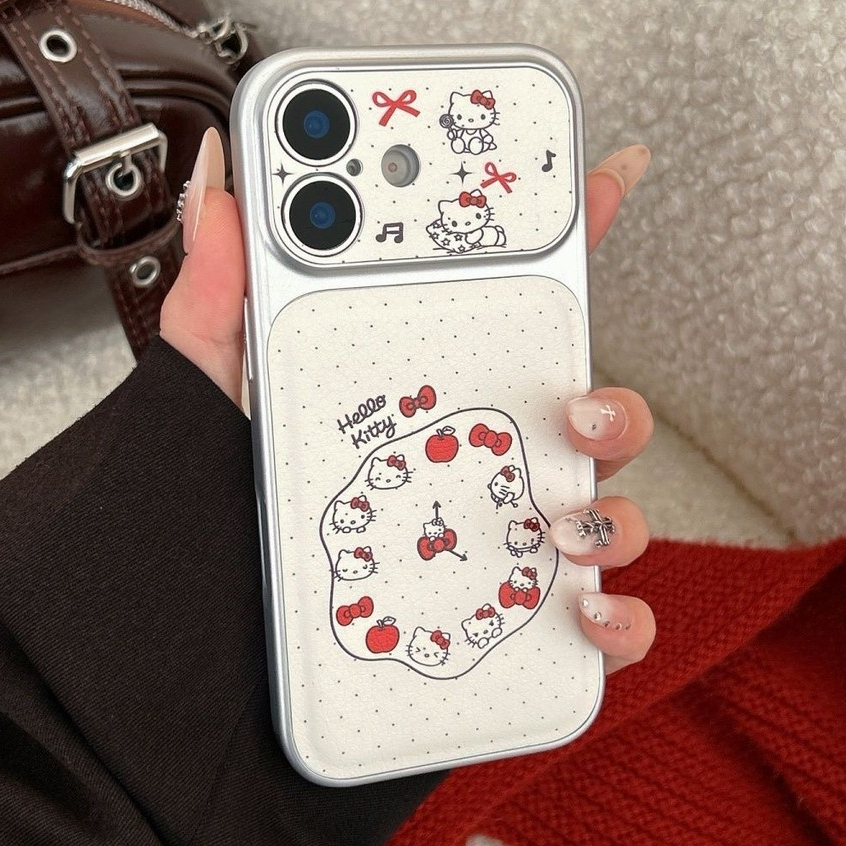Kawaii Hello Kitty Apple Lambskin TPU iPhone Case,กันกระแทกป้องกันรอยขีดข่วนกันฝุ่น,เหมาะกับiPhone 1