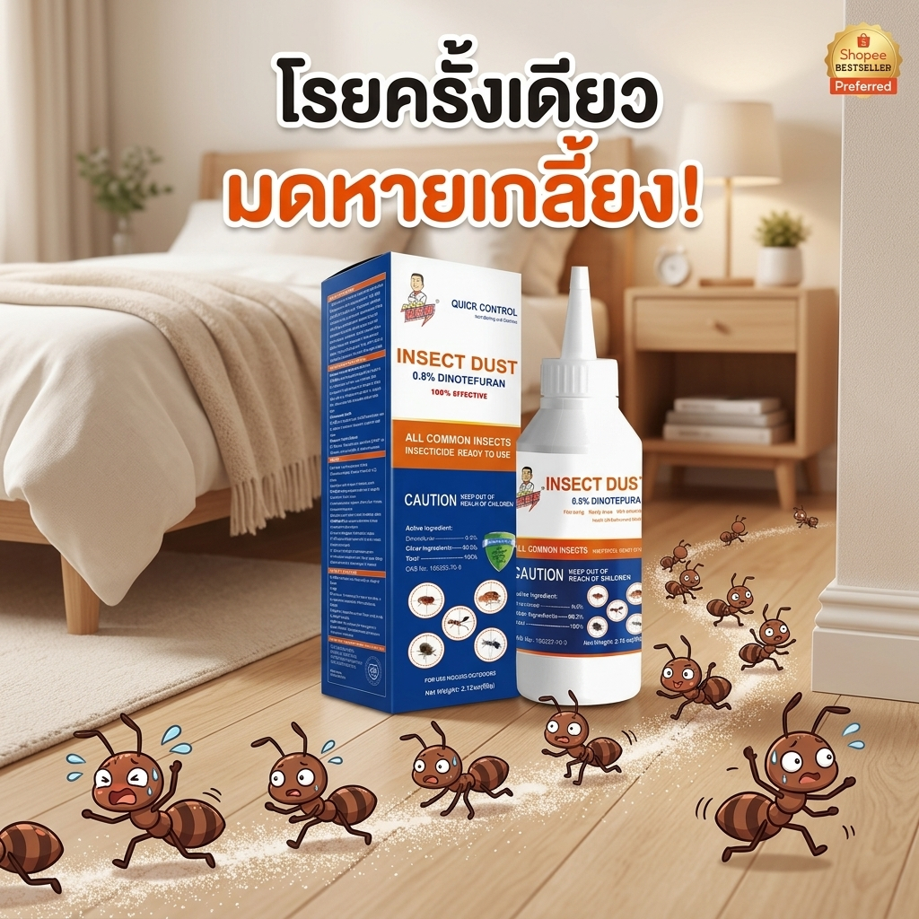 กำจัดมดแรง โรยปุ๊บสะอาด! ผงกําจัดมด กําจัดมด ฆ่ามด น้ํายาฆ่ามด ผงโรยมด ปลอดภัยต่อคนและสัตว์เลี้ยง 60g