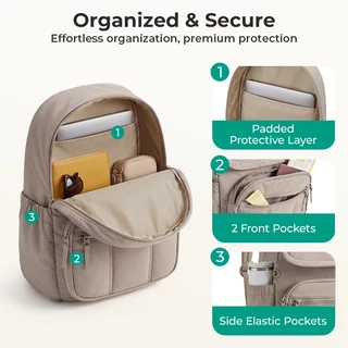 BAGSMART กระเป๋าเป้ผู้หญิง กระเป๋าเป้โน้ตบุ๊ก 14 นิ้ว กันน้ำ น้ำหนักเบา จุเยอะ กระเป๋าทำงาน ไปเรียน แฟชั่น