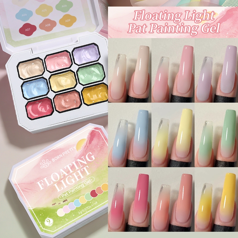 BORN PRETTY 9 สี 4 In 1 Pat ภาพวาดเจลเล็บ Gradient Blush สีกึ่งถาวร Soak Off UV & LED เจลเล็บ Creation Salon