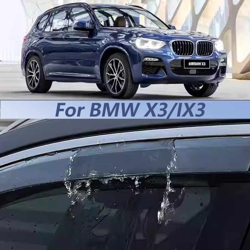 สําหรับ BMW X3/IX3 2018-2023 รถหน้าต่าง Visors Rain Guard Sun ควัน Deflector ด้านข้างประตูหน้าต่าง Rain Eyebrow กันน้ําภายนอกรถอุปกรณ์เสริม
