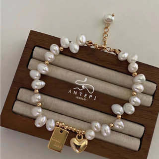 ATP 18K จี้สร้อยข้อมือ Lucky heart · โซ่สร้อยข้อมือมุกเทียม • กันน้ําไม่ซีดจาง • สร้อยข้อมือสําหรับผู้หญิง