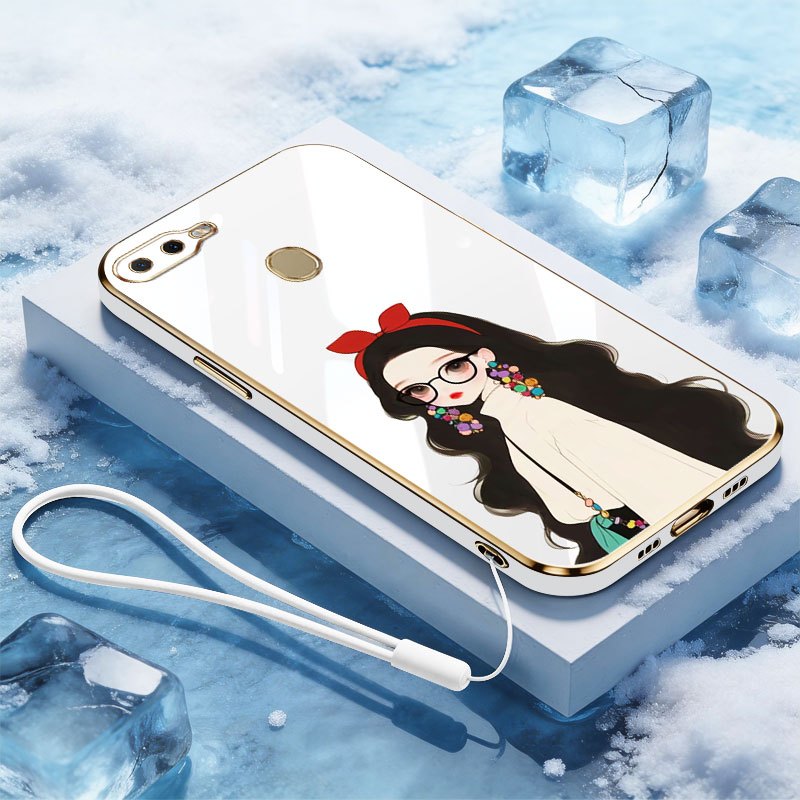 VRQR สําหรับ Oppo A7 A5S A12 A11K A3S A5 A12E Realme C1 เด็กสาวฟรีเชือกแขวนกันกระแทกเคสโทรศัพท์