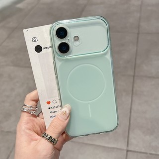 ใหม่สีเขียวหน้าต่างขนาดใหญ่วงกลมละเอียดเคสโทรศัพท์TPUฝ้าเหมาะสําหรับiPhone 11 12 13 14 15 16 17 Pro Maxรวมทุกอย่างซิลิโคนอ่อนนุ่มป้องกันการตก