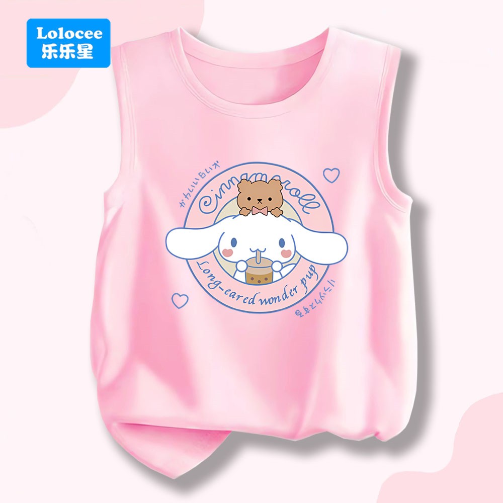 ฤดูร้อนการ์ตูน Cinnamoroll My Melody เสื้อกล้ามสาวผ้าฝ้ายนุ่มด้านนอกสวมใส่เสื้อกั๊กเสื้อยืดแขนกุดด้านบน
