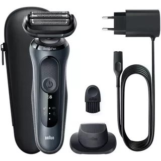 เครื่องโกนหนวดไฟฟ้า เบราน์ ชุด 6 60 N1200 สําหรับผู้ชาย - มีดโกนหนวดไฟฟ้าแบบเปียกและแห้งแบบชาร์จไฟได้พร้อมเคสเดินทาง