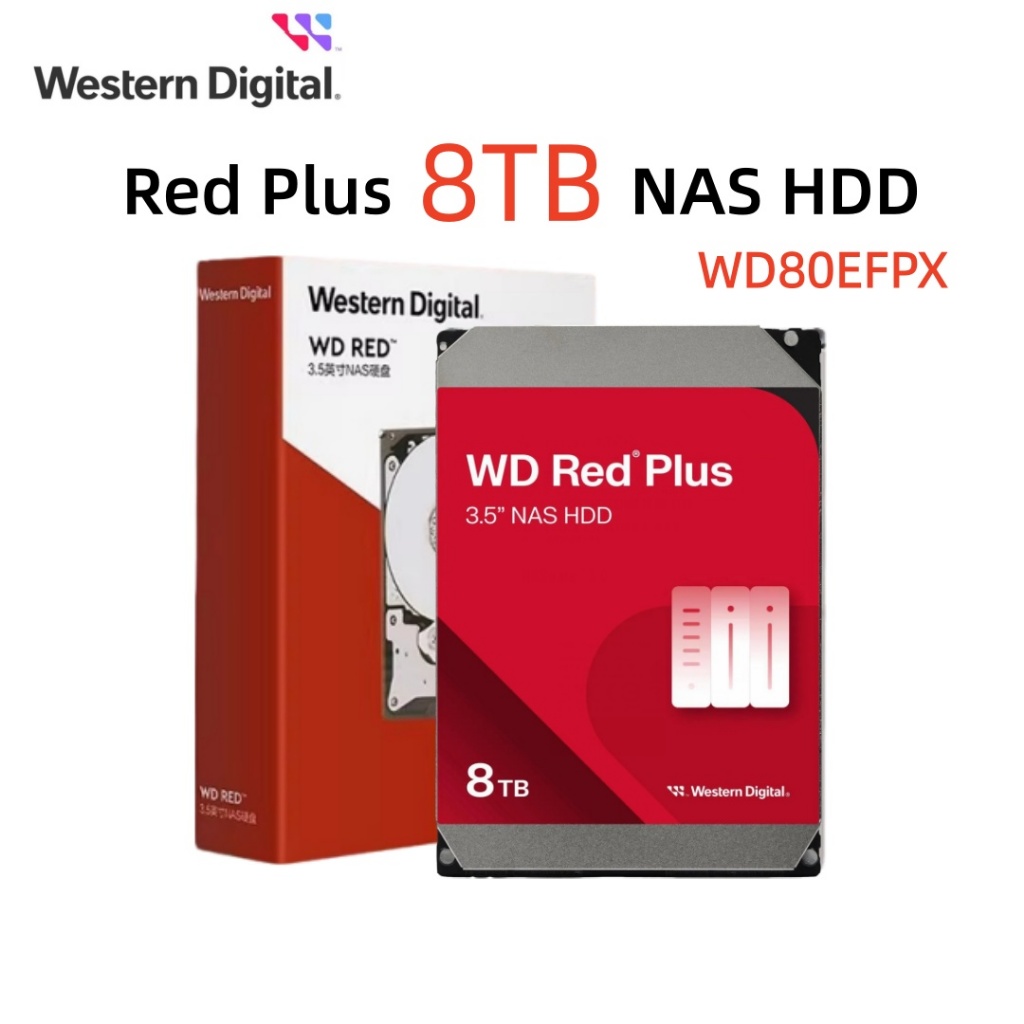 ใหม่ WD Red Plus WD80EFPX 12TB 10TB 8TB HDD 3.5" SATA ฮาร์ดไดรฟ์ NAS ภายใน (CMR) 5640rpm WD120EFGX W