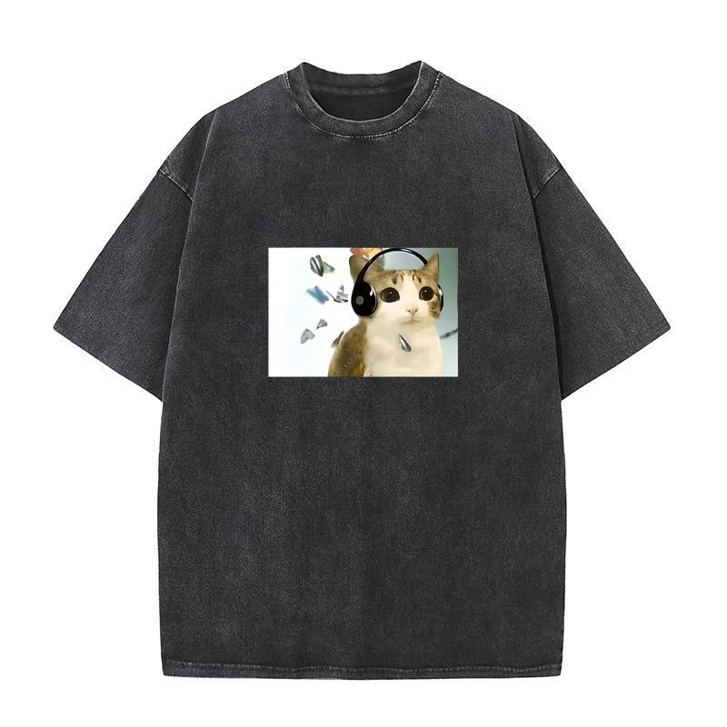 แมวนกฮูกสาปอินเทอร์เน็ต Meowl Meme พิมพ์ล้าง Vintage เสื้อยืดผู้หญิงน่ารัก T เสื้อตลก Grunge Streetwear เสื้อแขนสั้น
