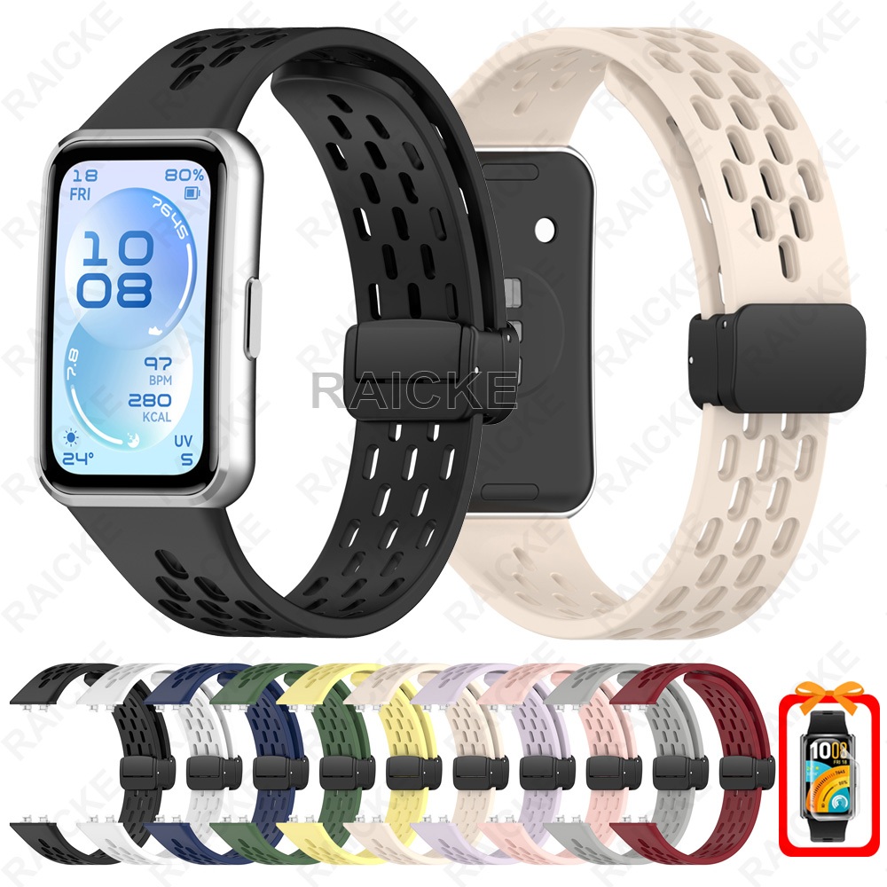 สายซิลิโคนระบายอากาศทนทานสายนาฬิกายางสําหรับ Huawei Band 11 / Huawei Band 11 pro