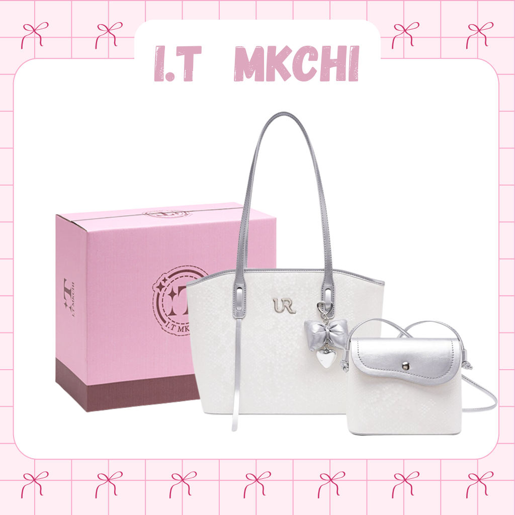 IT MKCHI กระเป๋าโท้ทผู้หญิง กระเป๋าสะพายไหล่แฟชั่น ดีไซน์เรียบหรู จุของได้เยอะ มีหลายสี พร้อมแถมกระเป๋าสะพายข้างใบเล็กเข้าชุด