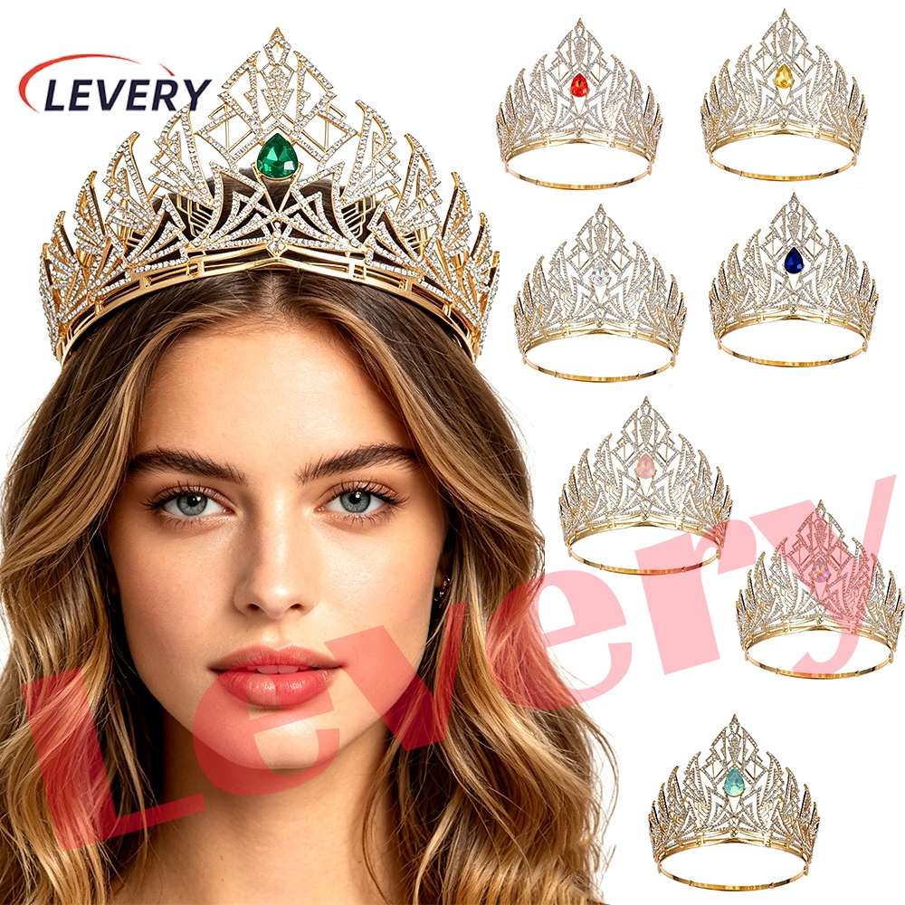Lendy ใหม่ ติараและมงกุฎสำหรับเจ้าสาว พร้อมสร้อยประดับผม ขนาดใหญ่สำหรับพิธีสำคัญ