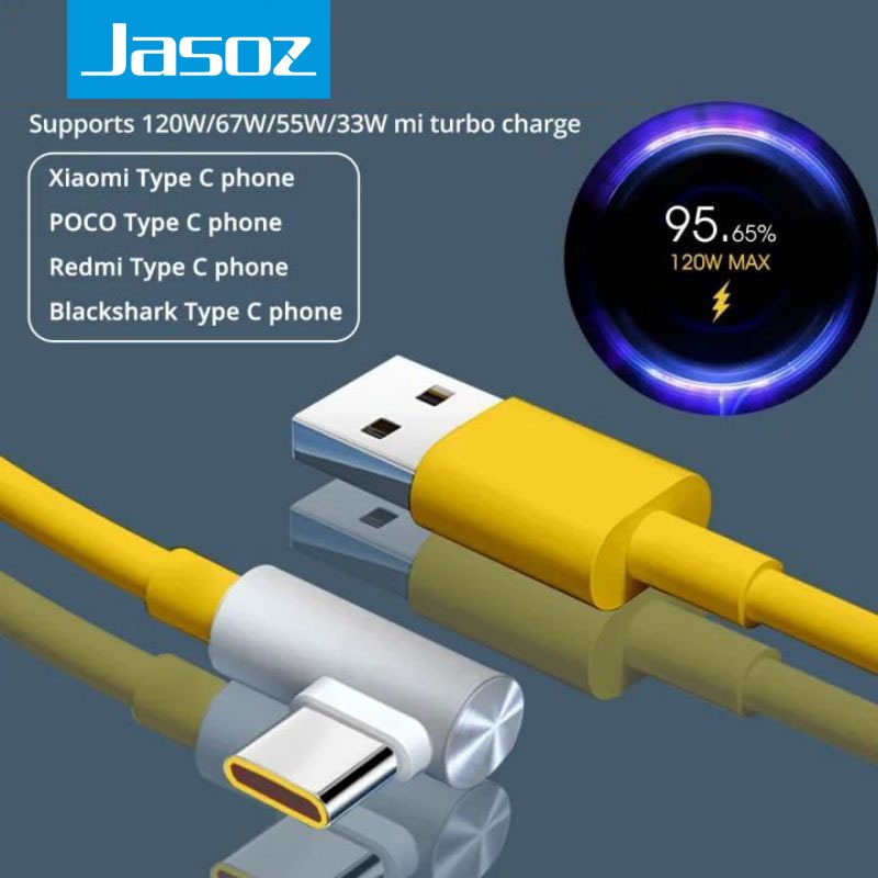 Jasoz 120W 6A Charger Poco Turbo Fast Charging Type C สําหรับ Xiaomi Poco โทรศัพท์ Android