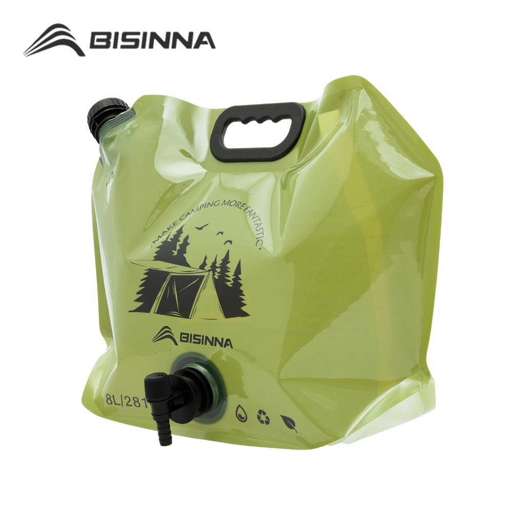 BISINNA กระเป๋าน้ำพับขนาดเล็กกลางแจ้งแคมป์ 8L กระเป๋าน้ำแบบพกพาความจุขนาดใหญ่ถุงเก็บน้ำเกรดอาหารนุ่มหนา