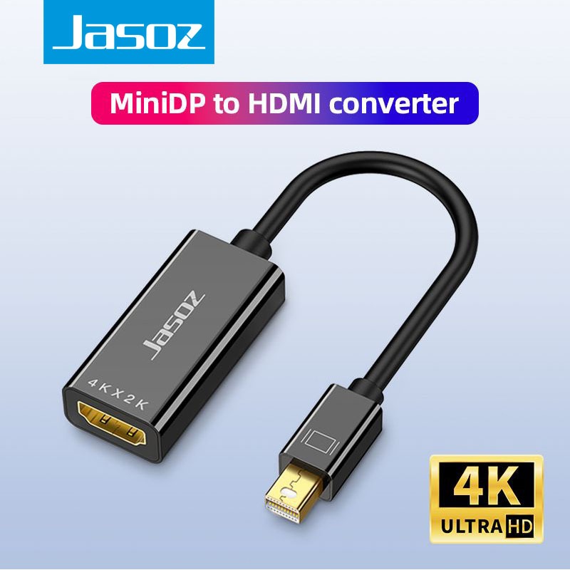 Jasoz Mini DP to HDMI Adapter 4K Male Mini DP to Female HDMI For Laptop Projector TV PC