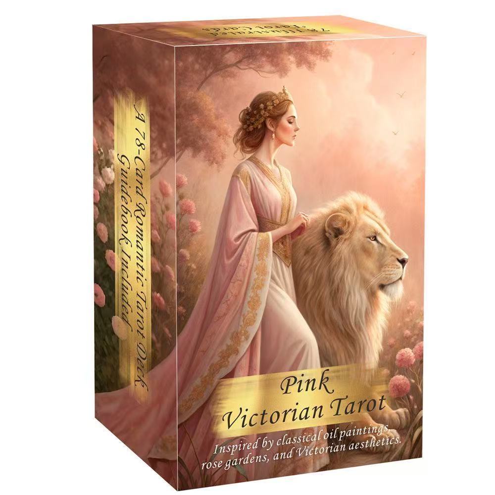 [คลังสินค้าพร้อม] ต้นฉบับของแท้ Heaven and Earth Cover 12X7CM Victorian Tarot Pink Victorian Tarot Pink Victorian Tarot English Board Game Card Game