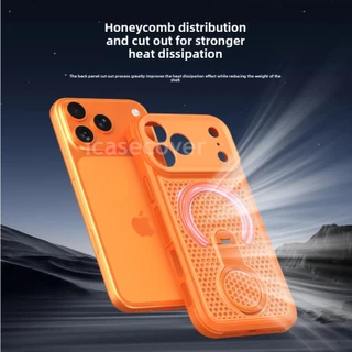 สําหรับ ไอโฟน For iPhone 11 12 13 14 15 16 17 Pro Max Plus มือโปร สูงสุด บวก เคสแม่เหล็กกระจายความร้อน 360° ผู้ถือแหวนหมุนเต็มป้องกัน แม็กเซฟ ฝาครอบไร้สายชาร์จปลอกระบายอากาศ