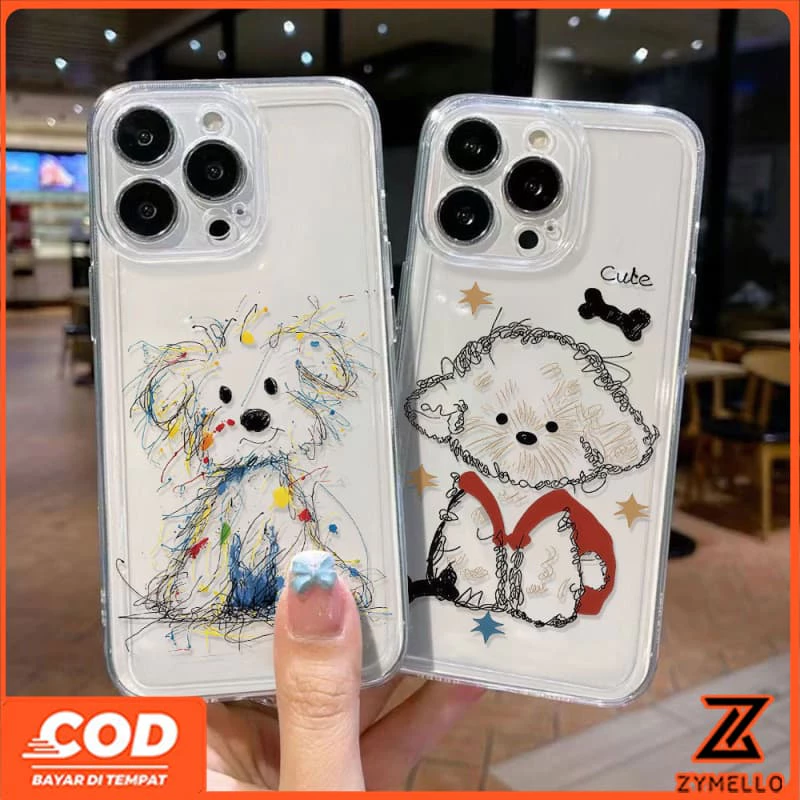 เหมาะสําหรับ OPPO Reno16F 16Pro 15F 15ProMax 14F 14Pro 13F 13Pro 12F 12Pro 11F 11Pro 10Pro 8T 8Z 7Z 6Z น่ารักการ์ตูนสีสายลูกสุนัขกันกระแทกTPUเคสโทรศัพท์