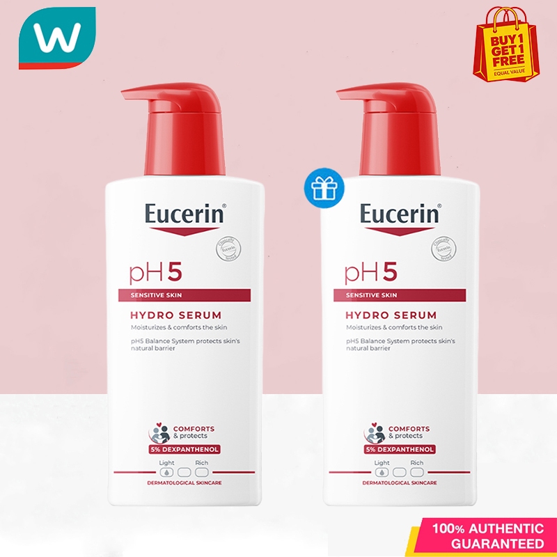 (ซื้อ1แถมฟรี1)Eucerin pH5 SENSITIVE SKIN HYDRO SERUM 400 ML ยูเซอริน บอดี้เซรั่มบำรุงผิวกาย สูตรเข้มข้น ซึมซาบเร็ว บำรุงยาวนาน 12 ชม.