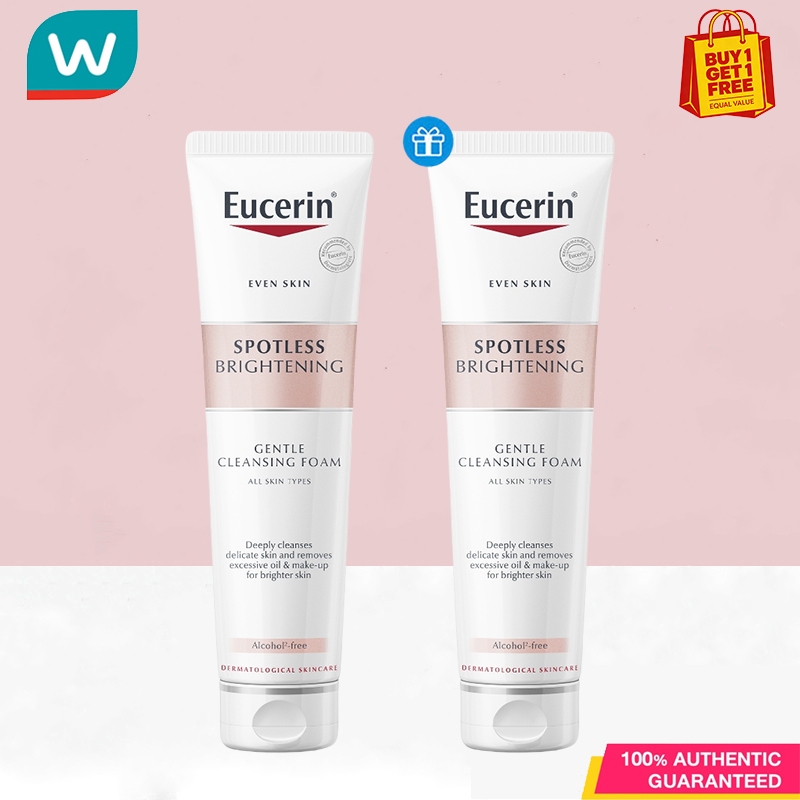 [ ซื้อ 1 แถม 1 ] Eucerin SPOTLESS BRIGHTENING GENTLE CLEANSING FOAM 150 G โฟมล้างหน้าไบรท์เทนนิ่ง