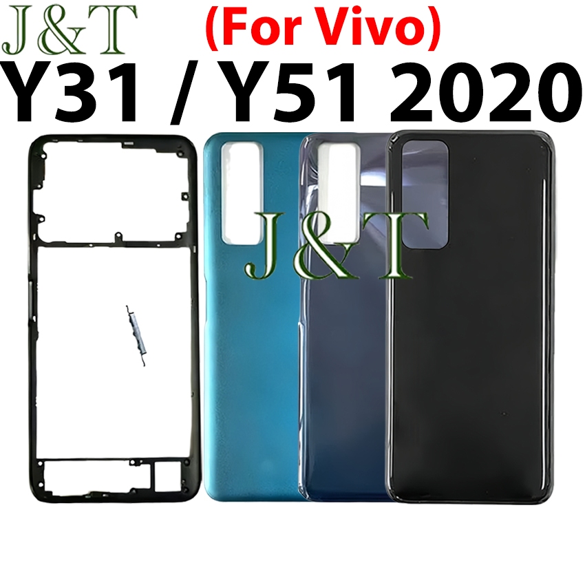 แบตเตอรี่ฝาหลังสําหรับ VIVO Y31 Y51 2020 Y51A กรอบกลาง + ปุ่ม + กรอบด้านหน้า LCD + เลนส์กล้อง