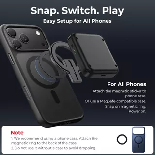 Abxylute M4 Snap-On ตัวควบคุมเกมมือถือสําหรับ Android & iPhone, สวิตช์ 1&2, ตัวควบคุมมินิบลูทูธแบบพกพา, เกมแพดจําลองย้อนยุคขนาดพกพาพร้อมขาตั้ง, จอยสติ๊กคู่ Turbo