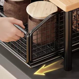[Dovewill] Coffee Station Organizer Coffee Bar Counter Shelf with Drawer Iron Wood Pod Holder Multifunctional Rack เหมาะสําหรับโฮมออฟฟิศ Pantry