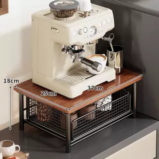 [Dovewill] Coffee Station Organizer Coffee Bar Counter Shelf with Drawer Iron Wood Pod Holder Multifunctional Rack เหมาะสําหรับโฮมออฟฟิศ Pantry