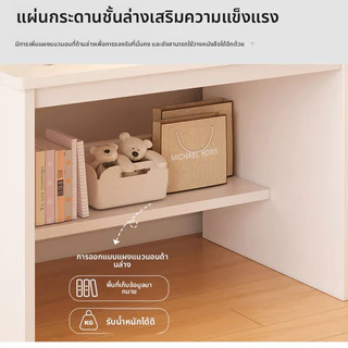 ชั้นเก็บของในห้องนอนแบบครบวงจรโต๊ะโต๊ะเครื่องแป้งโต๊ะเรียนและคอมพิวเตอร์ | สไตล์โมเดิร์นมินิมอลสําหรับผู้หญิง | ใหม่ แต่งหน้า สีขาว พร้อมตู้เก็บของ ดีไซน์ 2-ใน-1