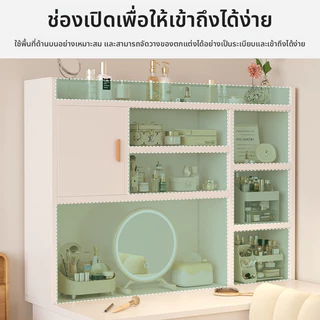 ชั้นเก็บของในห้องนอนแบบครบวงจรโต๊ะโต๊ะเครื่องแป้งโต๊ะเรียนและคอมพิวเตอร์ | สไตล์โมเดิร์นมินิมอลสําหรับผู้หญิง | ใหม่ แต่งหน้า สีขาว พร้อมตู้เก็บของ ดีไซน์ 2-ใน-1