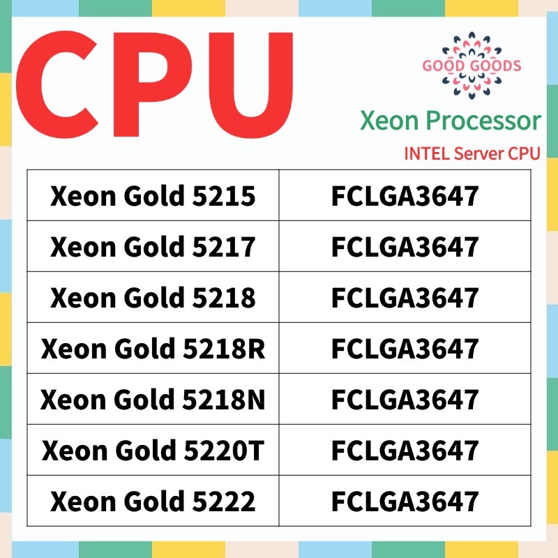 Xeon Gold 5215 5217 5218 5218R 5218N 5220T 5222 INTEL Xeon โปรเซสเซอร์เซิร์ฟเวอร์ CPU FCLGA3647