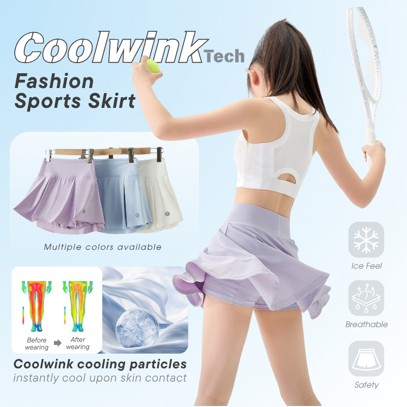 กระโปรงกีฬาเด็กผู้หญิง Coolwink สเกิร์ตเทนนิส กันรั่ว ระบายอากาศเย็นสบาย