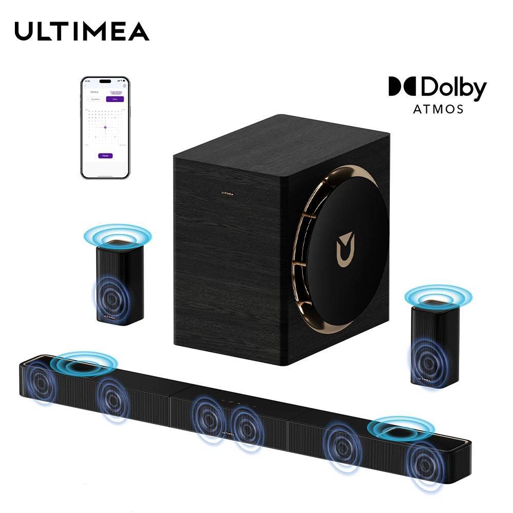 ULTIMEA Skywave Series 7.1.4ch Dolby Atmos Soundbar ซับวูฟเฟอร์ 10 นิ้ว กำลังขับ 980W ระบบเสียงรอบทิศทาง 3D ไร้สาย ควบคุมผ่านแอป