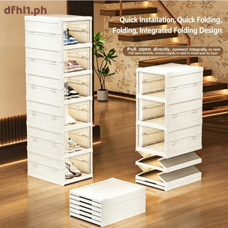Folding Shoe Box No Assembly Required Transparent Stackable Shoe Organizer Dustproof Shoe Storage Cabinet