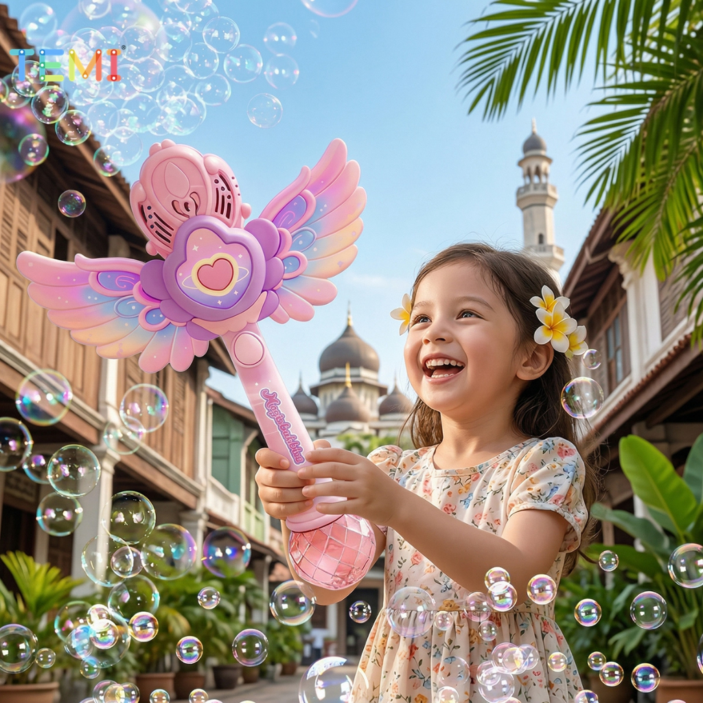 TEMI Princess Bubble Wand ของเล่นอัตโนมัติ Bubble Blowing อัตโนมัติ Bubble Blowing เด็กเพลงของเล่น