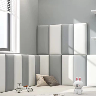 ✨6Pcs-180x60ซม กันกระแทกหัวเตียง วอลเปเปอร์3D หนังPUหุ้มฟองน้ำ เบาะติดหัวเตียง โฟมกันกระแทก นุ่มหุ้มหนังสติกเกอร์กันกระแทก wallpaper