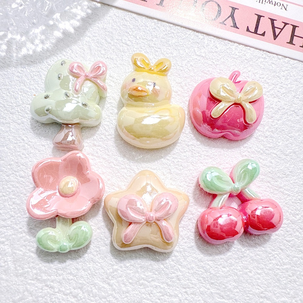 10ชิ้นเคลือบดอกไม้ต้นไม้เป็ดเชอร์รี่ดาวเรซิ่นเสน่ห์สําหรับ ทําเอง (2-123)