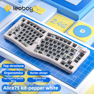 LEOBOG A75 ที่กําหนดเอง Alice Mechanical Keyboard Kit 2.4g ไ…