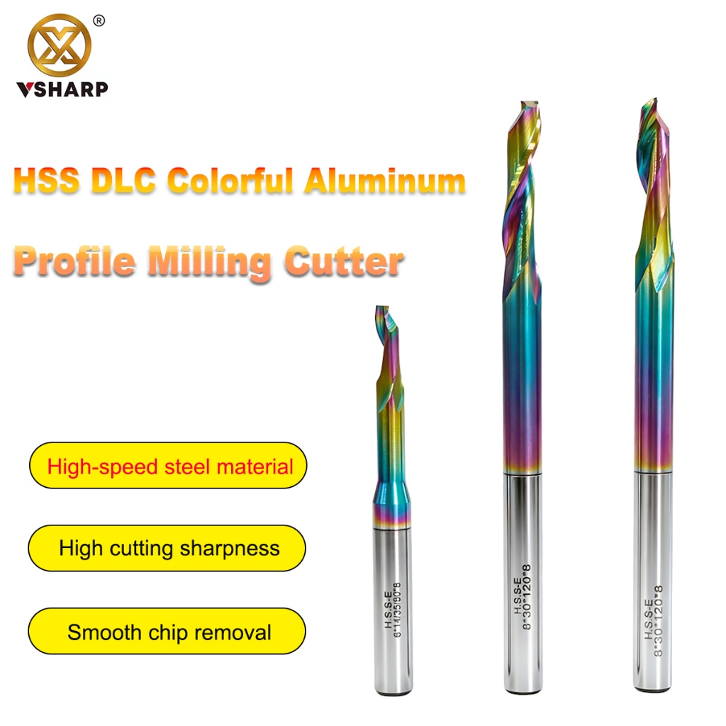 Vsharp 1 ชิ้น HSS CNC ขลุ่ยเดี่ยว End Mill 8 มิลลิเมตร 10 มิลลิเมตร Shank แกะสลักเครื่องตัดมิลลิ่งสําหรับอลูมิเนียม DLC เคลือบ