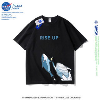 NASA เสื้อยืดชายหญิงแขนสั้น สไตล์ลำลอง summer วาฬคริติคอล พิ…